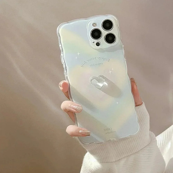 YesStyle Akord Sound Heart Phone Case "Enjoy Life" Rainbow iPhone 12 - Picture 2 of 12